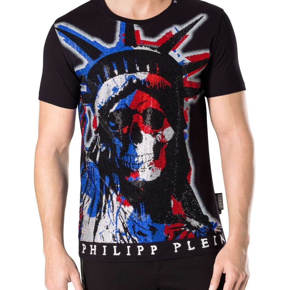 PHILIPP PLEIN SKELETON LADY LIBERTY MEN T-SHIRT